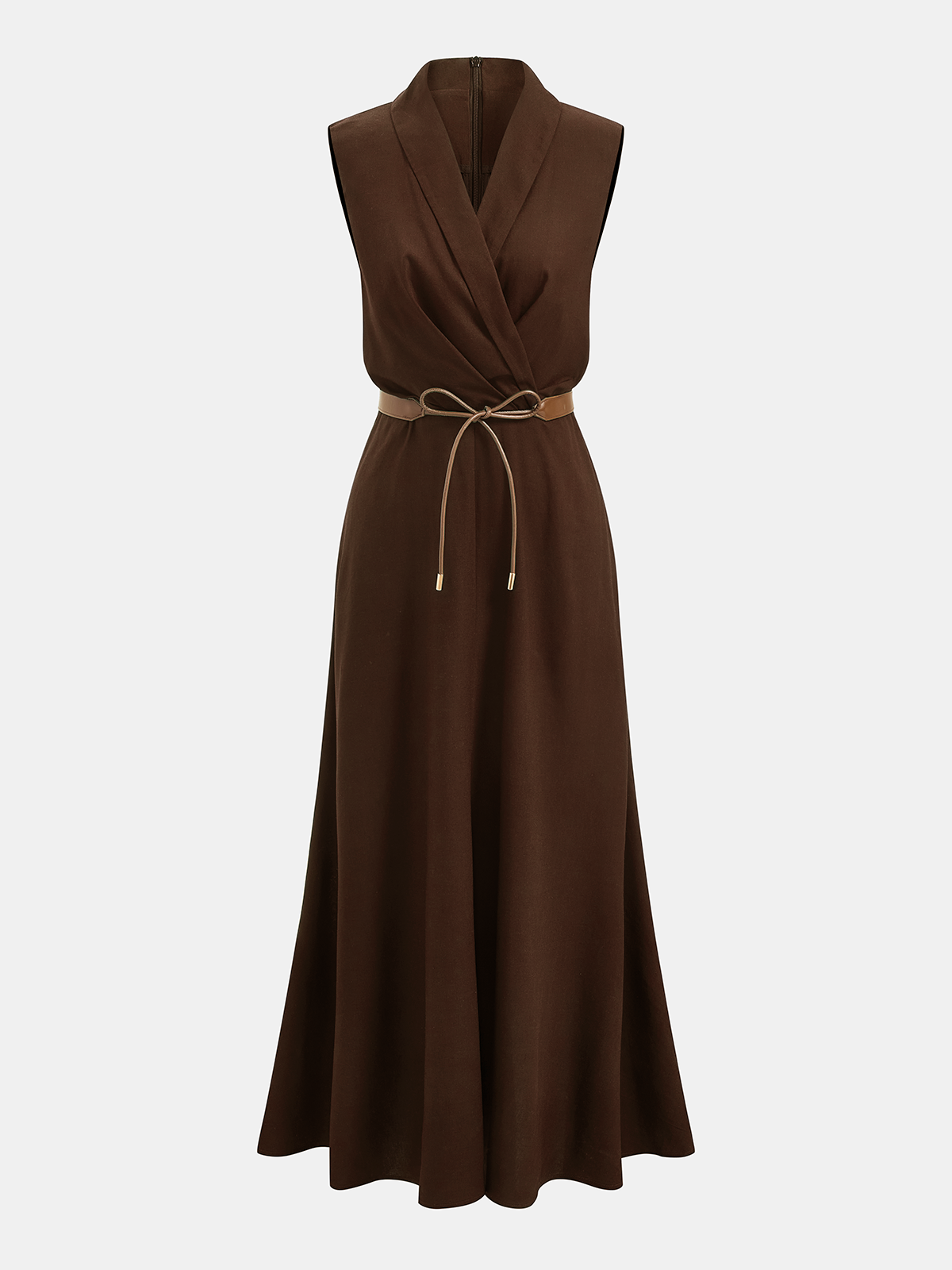 Flowy sleeveless maxi dress with tie