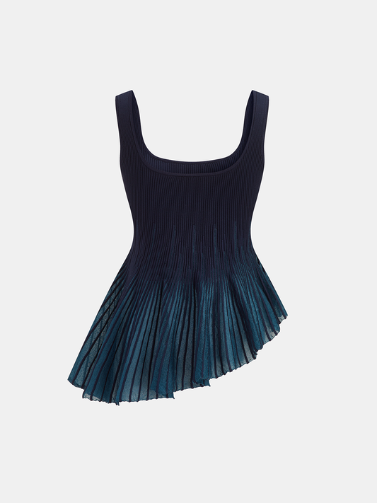 Ribbed ruffle asymmetrical camisole