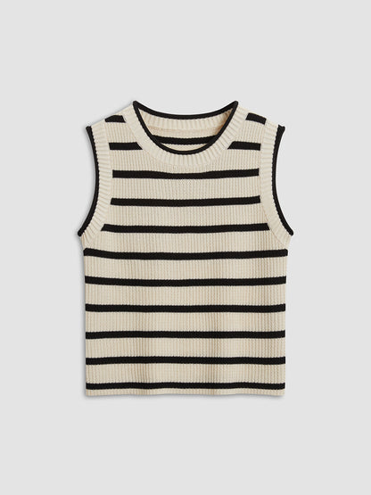 Striped casual knit crop top