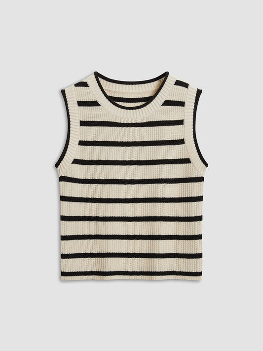 Striped casual knit crop top
