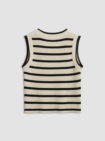 Striped casual knit crop top