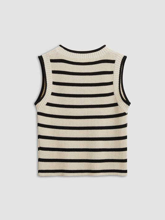 Striped casual knit crop top