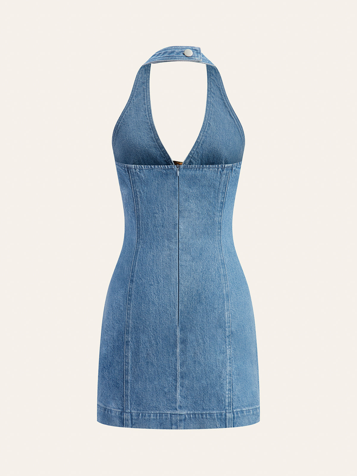Women's Denim Dress — Halter Neck Buckle Detail