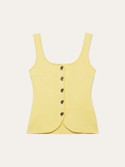 Women's Curved Hem Knit Vest — Ribbed Texture