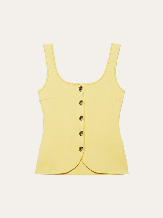 Women's Curved Hem Knit Vest — Ribbed Texture