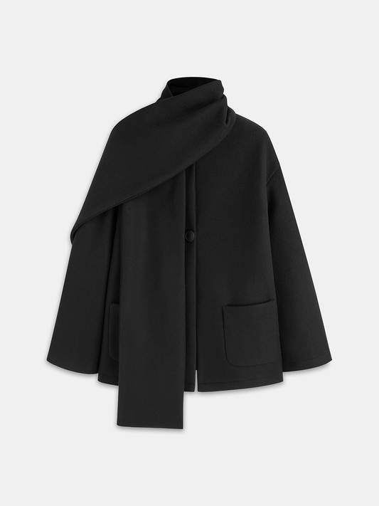 Women's Wool Jacket — Scarf-Accented Design