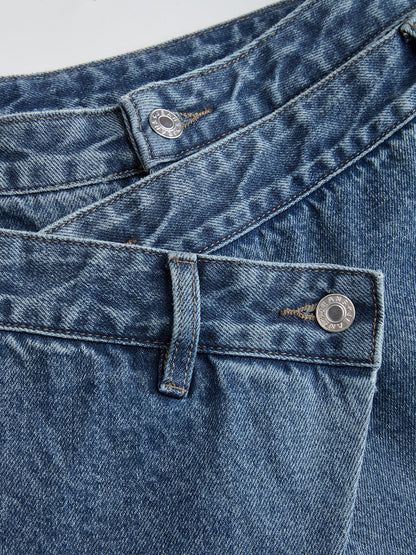 Women's Wide-Leg Jeans — Cross-Front Design
