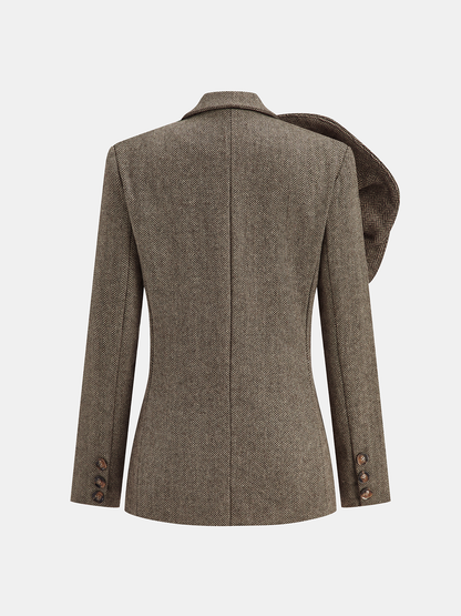 Single Button  Floral Tweed Blazer
