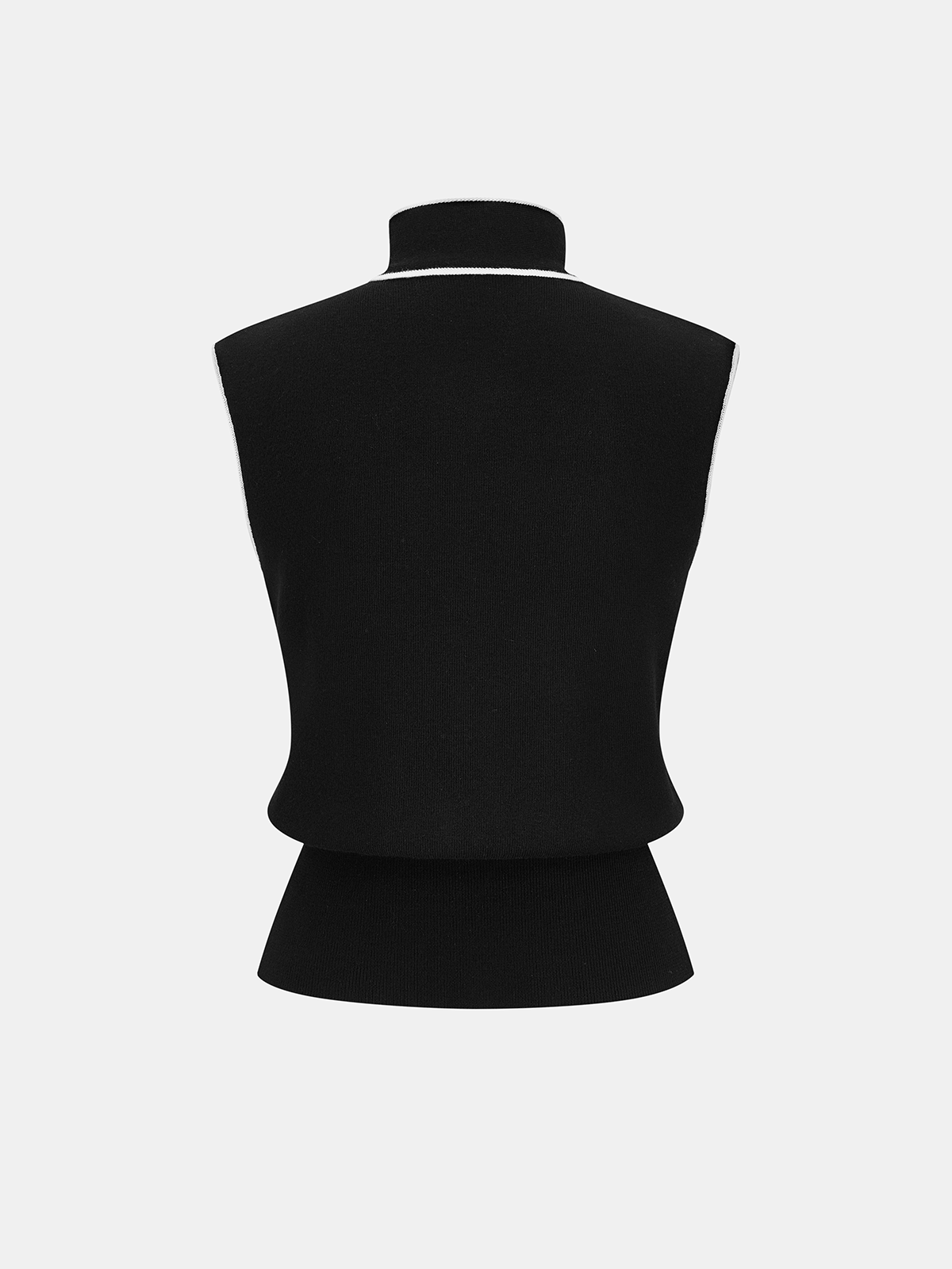 Color-blocked trim tie-neck sweater vest