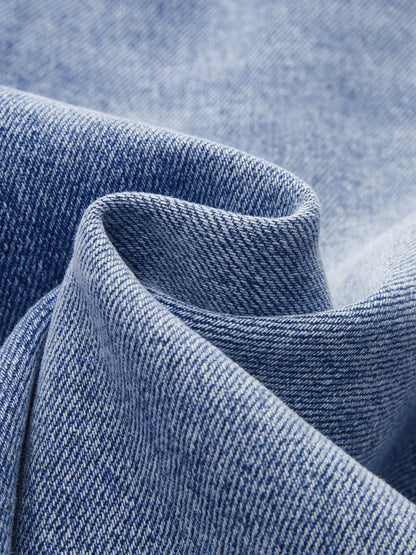 Denim Midi Skirt — Asymmetric Slit Detail