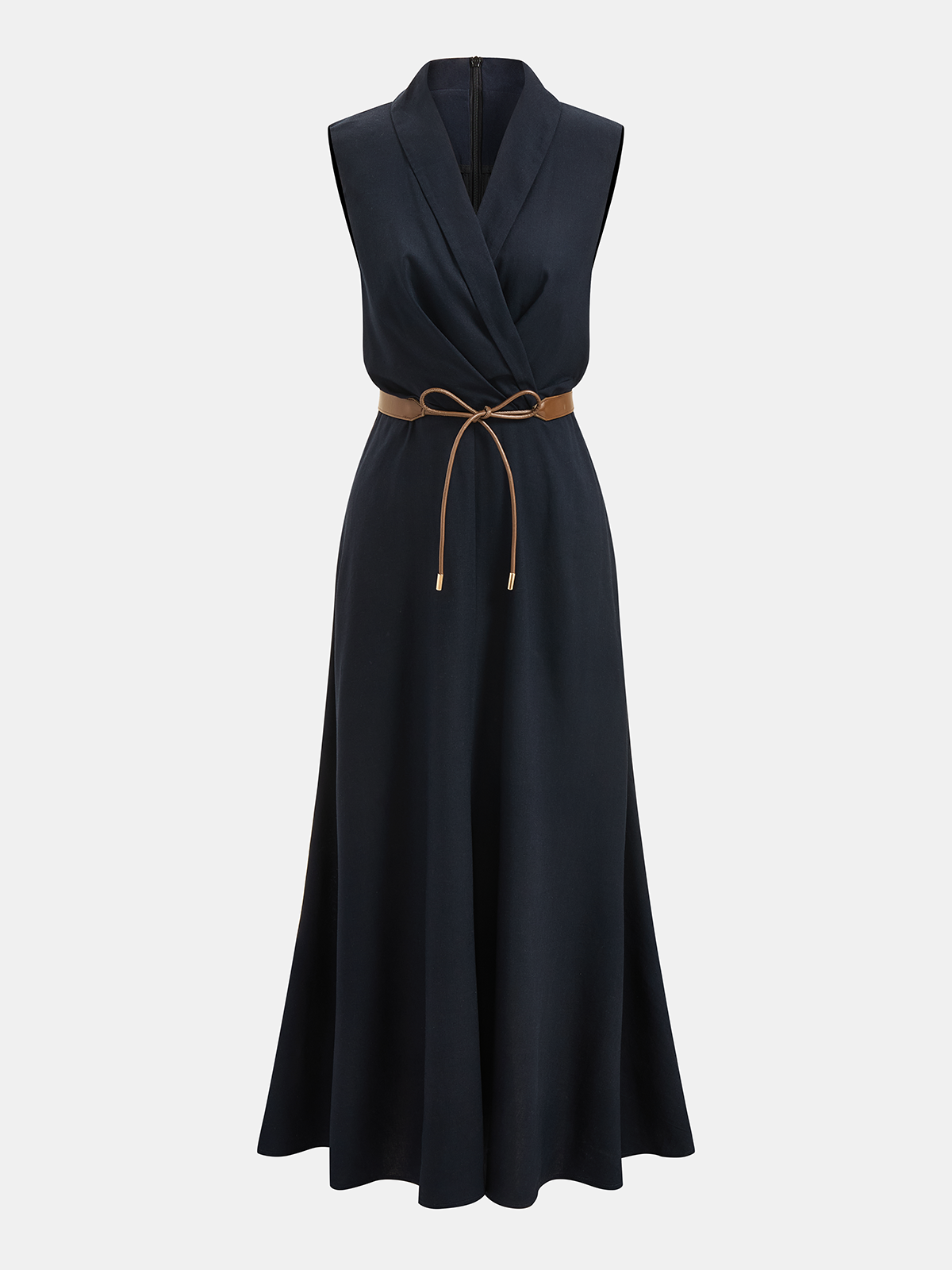 Flowy sleeveless maxi dress with tie