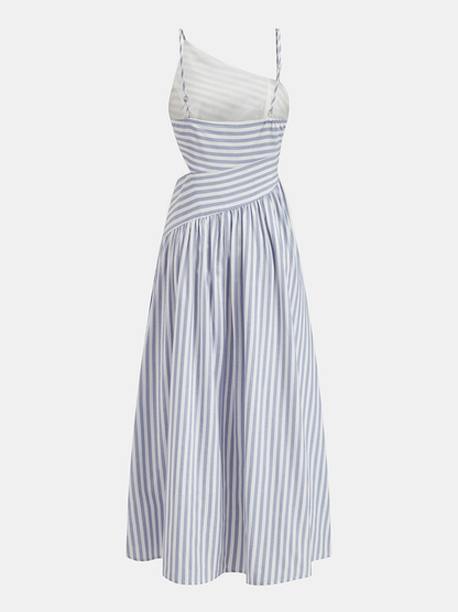 Women's Striped Cami Maxi Dress — Cut-Out Asymmetric Style