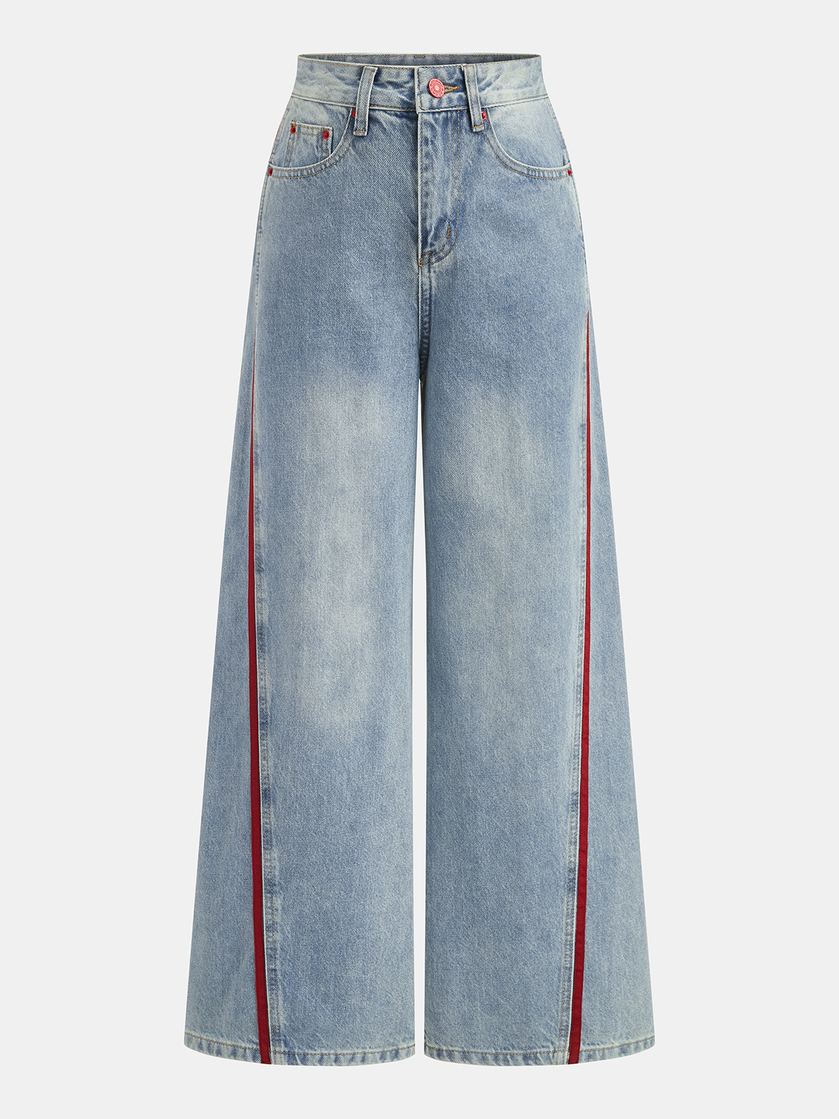 Women's side striped curved leg jeans