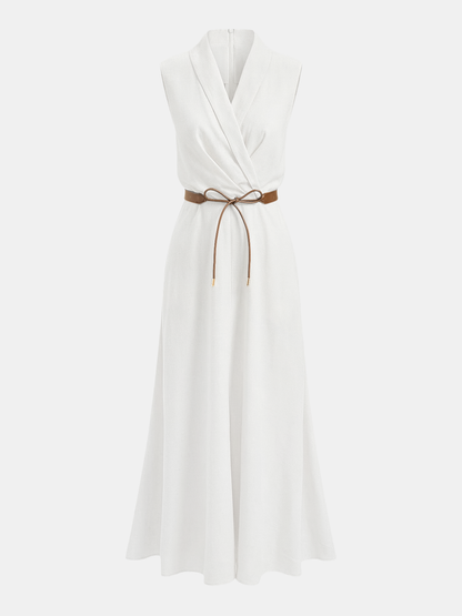 Flowy sleeveless maxi dress with tie