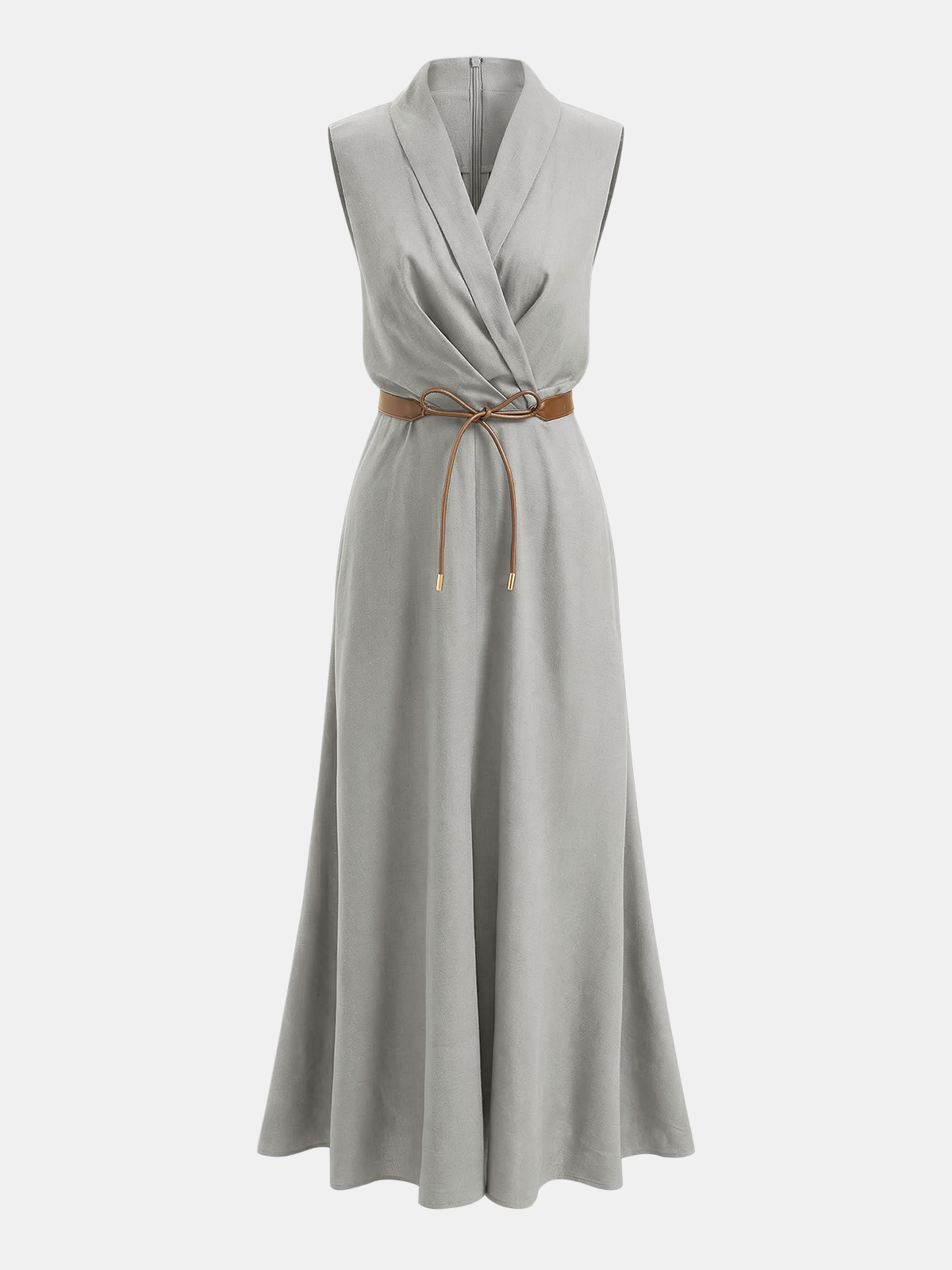 Flowy sleeveless maxi dress with tie