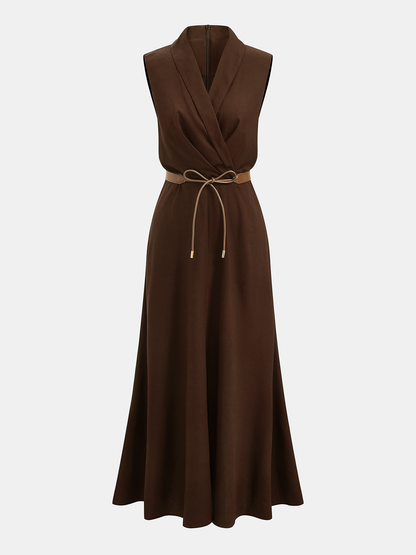 Flowy sleeveless maxi dress with tie
