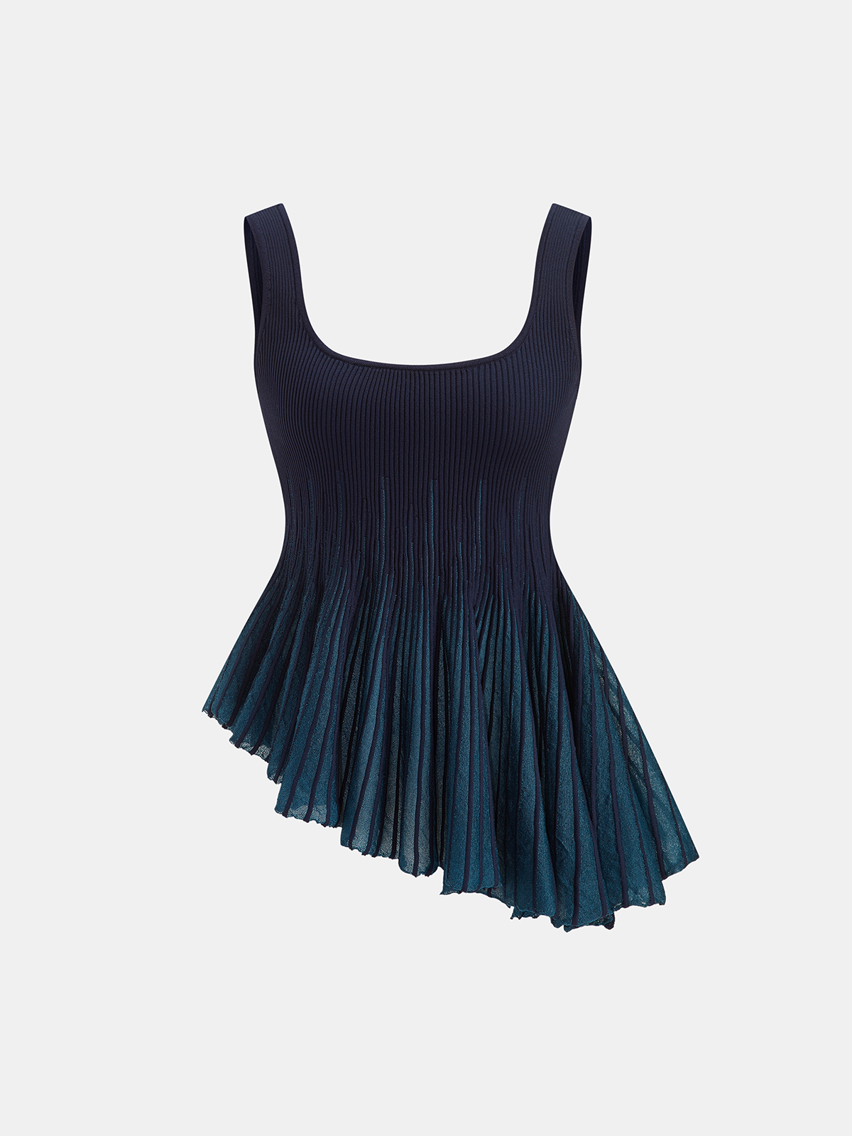 Ribbed ruffle asymmetrical camisole