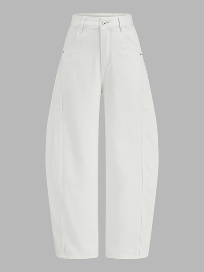 Classic Denim Mid-Waist Curved-Leg Jeans