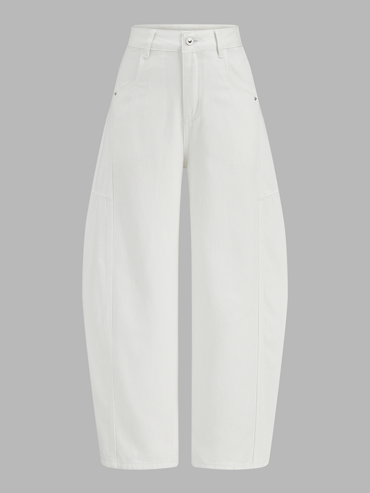 Classic Denim Mid-Waist Curved-Leg Jeans